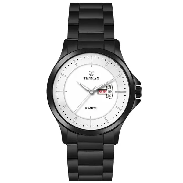Phantom_Quartz_1166_Day_Date_White_Dial_Black_Metal_Analog_Watch_For_Men