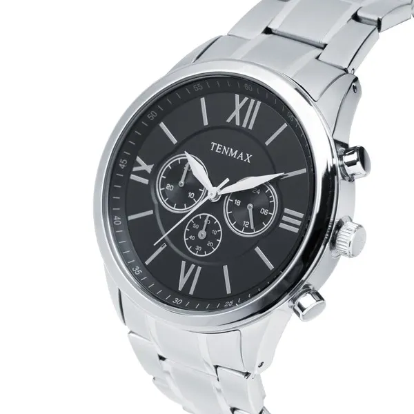 Flynn_6120_Multi_Function_Black_Dial_Black_Chain_Strap_Analog_Watch_For_Men
