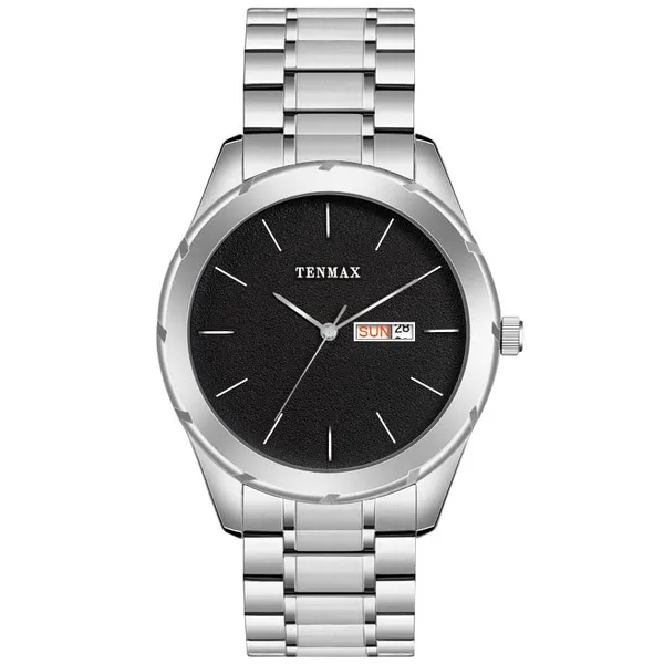 Dusto_Quartz_1307_Day_Date_Black_Dial_Steel_Analog_Watch_For_Men