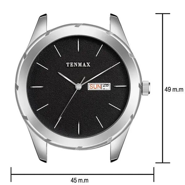 Dusto_Quartz_1307_Day_Date_Black_Dial_Steel_Analog_Watch_For_Men