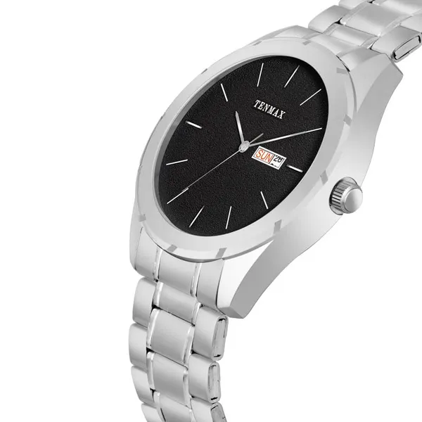 Dusto_Quartz_1307_Day_Date_Black_Dial_Steel_Analog_Watch_For_Men