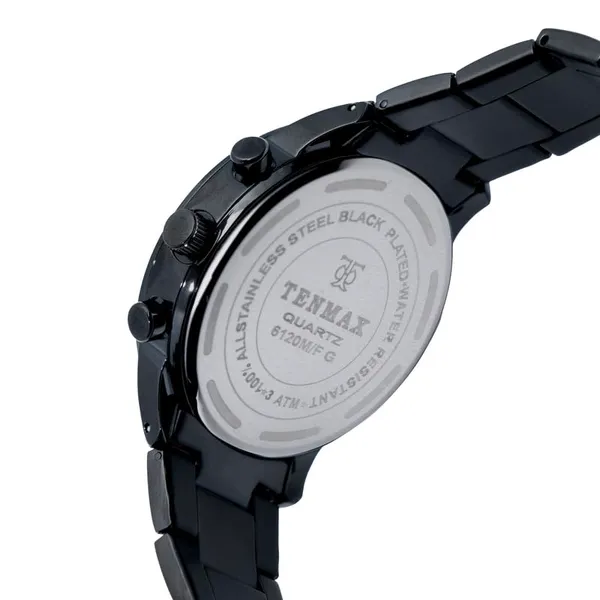 Flynn_6120_Multi_Function_Black_Dial_Black_Chain_Strap_Analog_Watch_For_Men