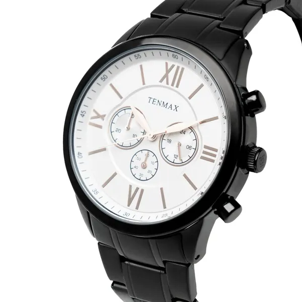 Flynn_6120_Multi_Function_Black_Dial_Black_Chain_Strap_Analog_Watch_For_Men