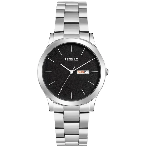 Dusto_Quartz_1136_Day_Date_Black_Dial_Steel_Analog_Watch_For_Men