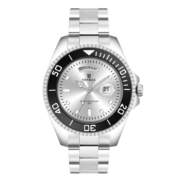 Submarine_6110_Day_Date_Men_S_Watch_Quartz_Analog_Day_Date_Display_All_Stainless_Steel_Water_Resistance_Dress_Watch