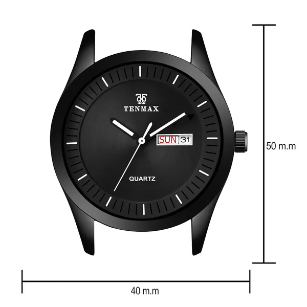 Steelfusion_1237_Men_S_All_Black_Watch_Day_Date_Quartz_Analog_Luminous_Hands_Stainless_Steel_Water_Resistance_Casual_Dress_Watch