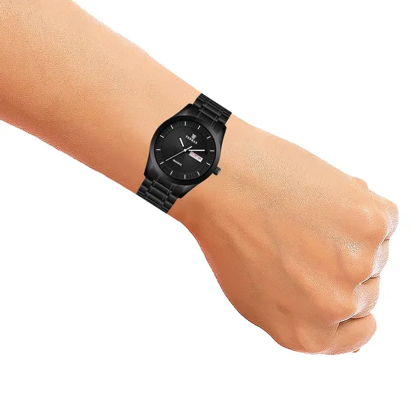 Steelfusion_1237_Men_S_All_Black_Watch_Day_Date_Quartz_Analog_Luminous_Hands_Stainless_Steel_Water_Resistance_Casual_Dress_Watch