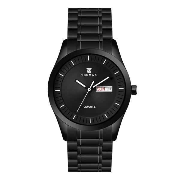 Steelfusion_1237_Men_S_All_Black_Watch_Day_Date_Quartz_Analog_Luminous_Hands_Stainless_Steel_Water_Resistance_Casual_Dress_Watch