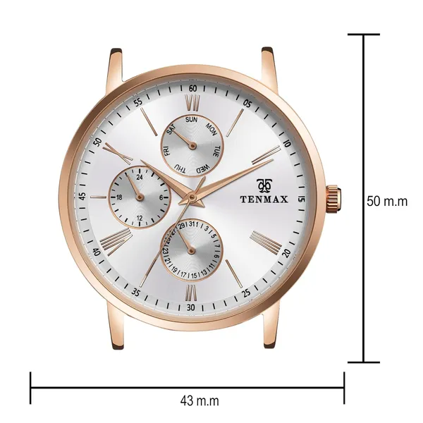 9100_Men_S_Luxury_Watch_Rose_Gold_Stainless_Steel_Multifunction_Analog_Quartz_Roman_Numeral_Dial_Water_Resistance_3_Atm_Day_Date_Display