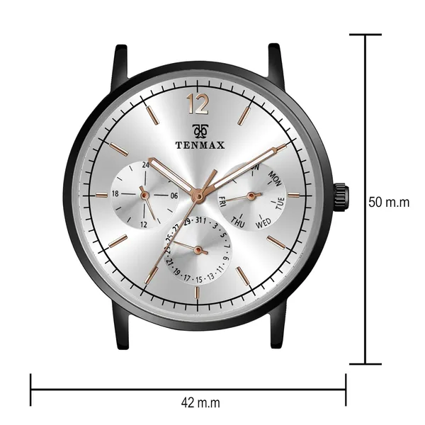 9100_Men_S_Luxury_Watch_Rose_Gold_Stainless_Steel_Multifunction_Analog_Quartz_Roman_Numeral_Dial_Water_Resistance_3_Atm_Day_Date_Display