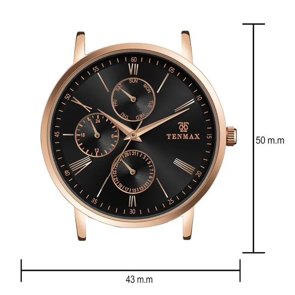 9100_Men_S_Luxury_Watch_Rose_Gold_Stainless_Steel_Multifunction_Analog_Quartz_Roman_Numeral_Dial_Water_Resistance_3_Atm_Day_Date_Display