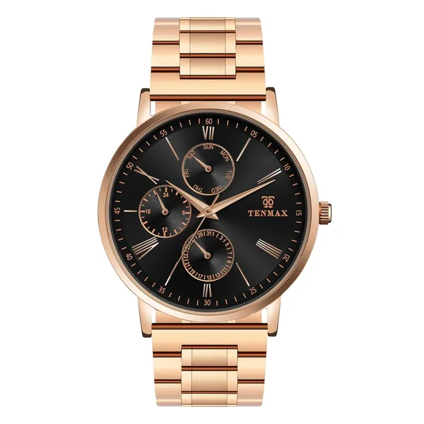 9100_Men_S_Luxury_Watch_Rose_Gold_Stainless_Steel_Multifunction_Analog_Quartz_Roman_Numeral_Dial_Water_Resistance_3_Atm_Day_Date_Display