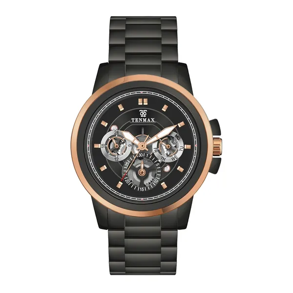 1392_Multifunction_Men_S_Gunmetal_Watch_Japanese_Vx9J_Quartz_Movement_Skeleton_Transparent_Dial_Luminous_Hands_Stylish_Chronograph_Look_Business_Casual_Timepiece