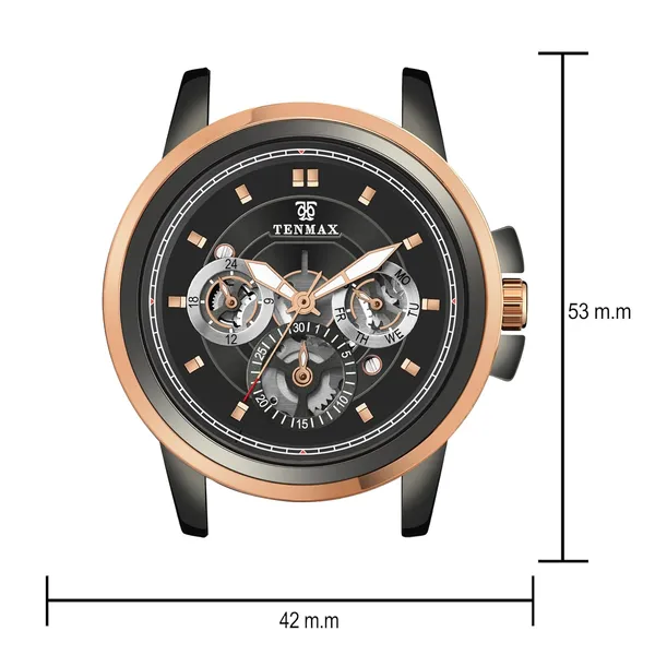 1392_Multifunction_Men_S_Gunmetal_Watch_Japanese_Vx9J_Quartz_Movement_Skeleton_Transparent_Dial_Luminous_Hands_Stylish_Chronograph_Look_Business_Casual_Timepiece