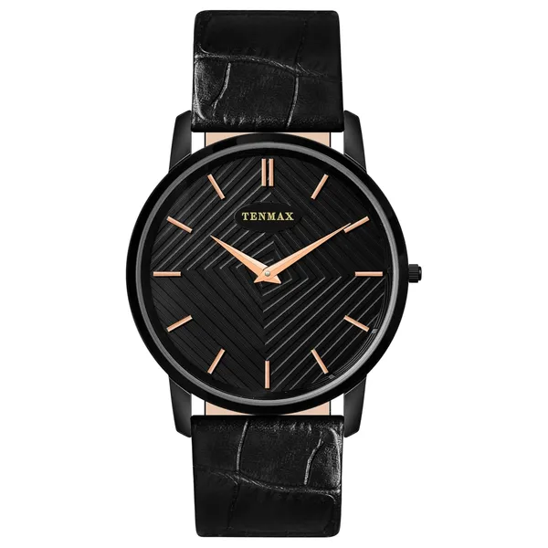 9041_Black_Metal_Quartz_Analog_Watch_For_Men_Slim_Stainless_Steel_Case_With_Black_Leather_Strap_Minimalist_Ultra_Thin_Design_Japanese_Movement_Casual_Formal_Wear