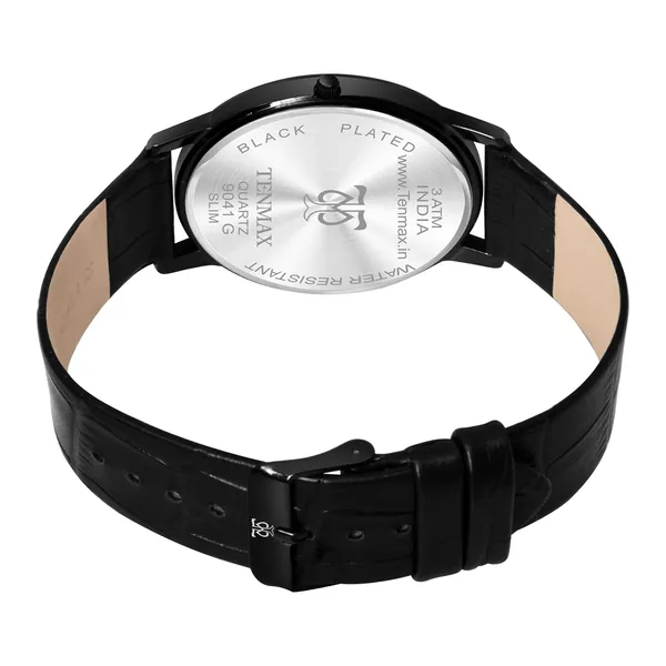 9041_Black_Metal_Quartz_Analog_Watch_For_Men_Slim_Stainless_Steel_Case_With_Black_Leather_Strap_Minimalist_Ultra_Thin_Design_Japanese_Movement_Casual_Formal_Wear