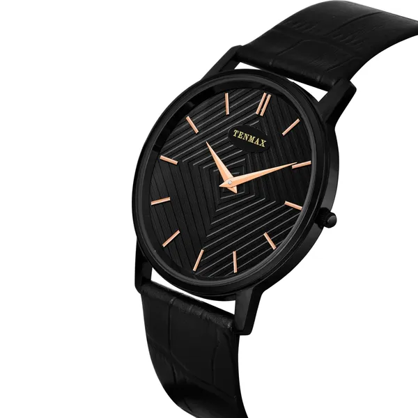 9041_Black_Metal_Quartz_Analog_Watch_For_Men_Slim_Stainless_Steel_Case_With_Black_Leather_Strap_Minimalist_Ultra_Thin_Design_Japanese_Movement_Casual_Formal_Wear