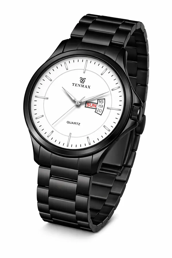 Phantom_Quartz_1166_Day_Date_White_Dial_Black_Metal_Analog_Watch_For_Men