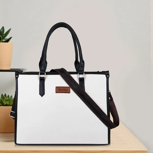 White_Pu_Handbag_Formal_Casual_For_Women