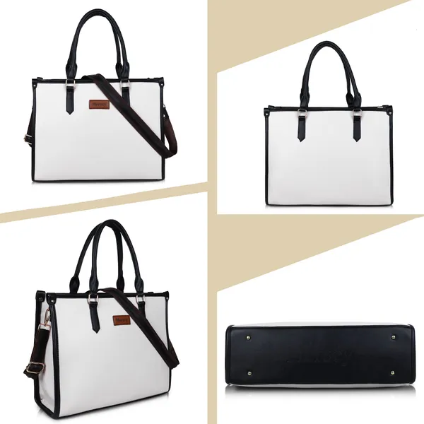 White_Pu_Handbag_Formal_Casual_For_Women