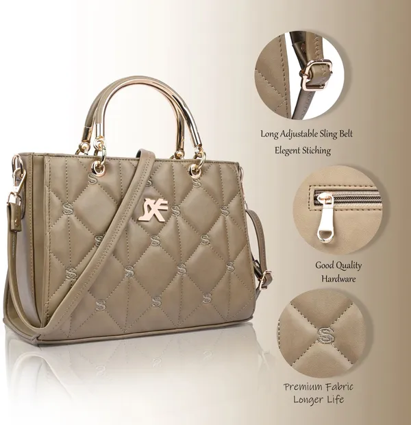 Khaki_Pu_Artificial_Leather_Sling_Bag_Casual_For_Women