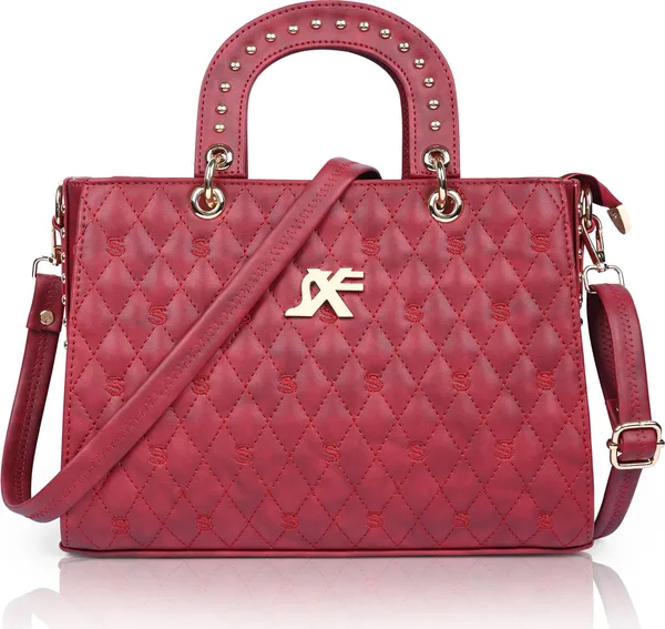 Maroon_Pu_Artificial_Leather_Handbag_Casual_For_Women