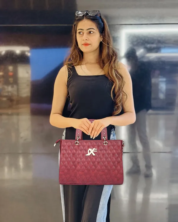 Maroon_Pu_Artificial_Leather_Handbag_Casual_For_Women