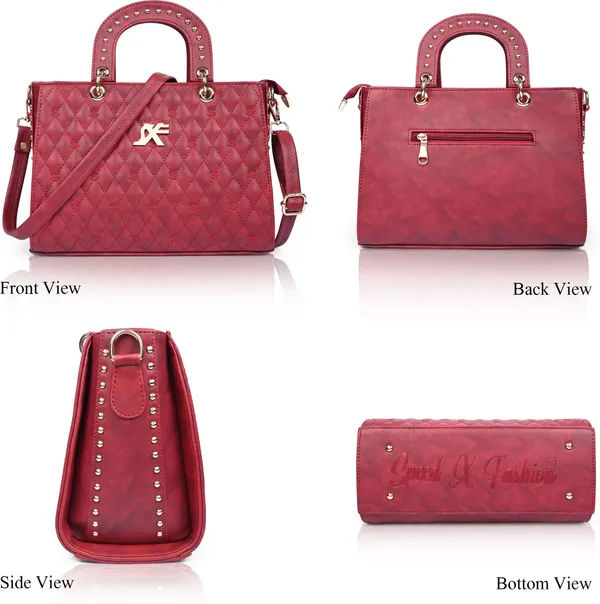Maroon_Pu_Artificial_Leather_Handbag_Casual_For_Women