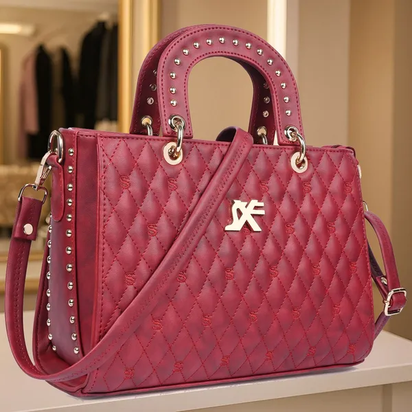 Maroon_Pu_Artificial_Leather_Handbag_Casual_For_Women