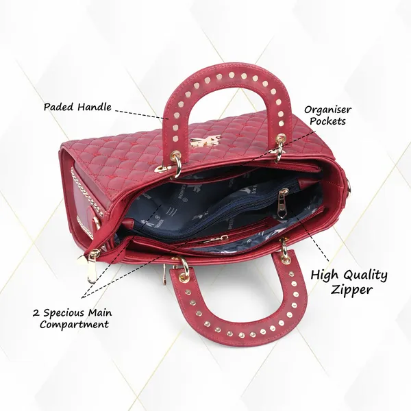 Maroon_Pu_Artificial_Leather_Handbag_Casual_For_Women
