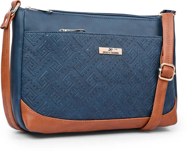 Blue_Pu_Leatherette_Sling_Bag_Casual_For_Women