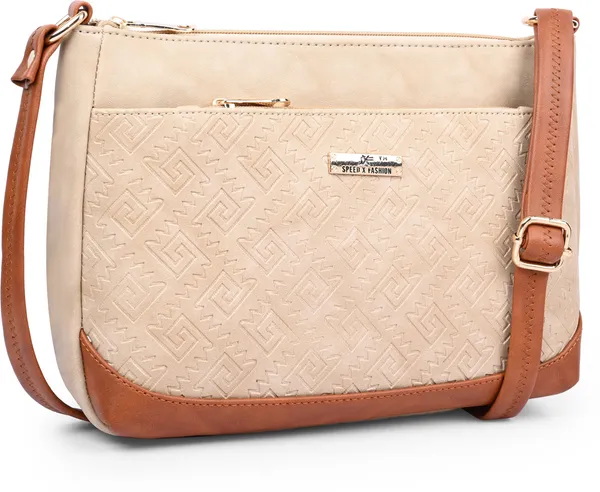 Cream_Pu_Leatherette_Sling_Bag_Casual_For_Women