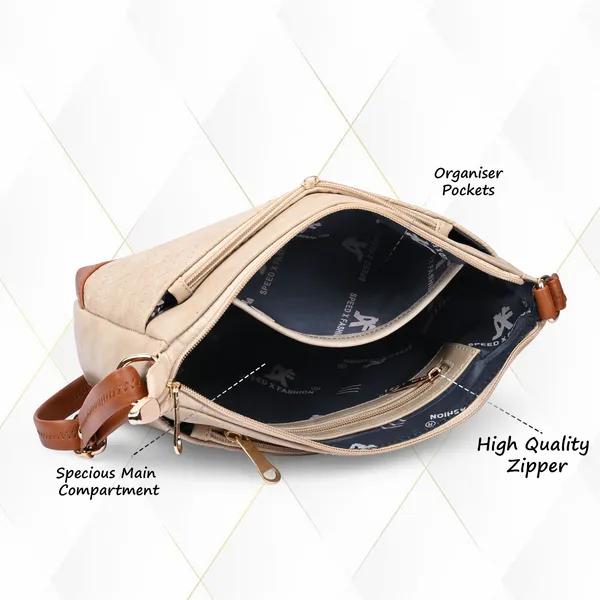 Cream_Pu_Leatherette_Sling_Bag_Casual_For_Women