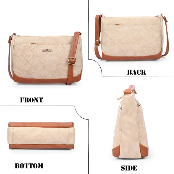 Cream_Pu_Leatherette_Sling_Bag_Casual_For_Women
