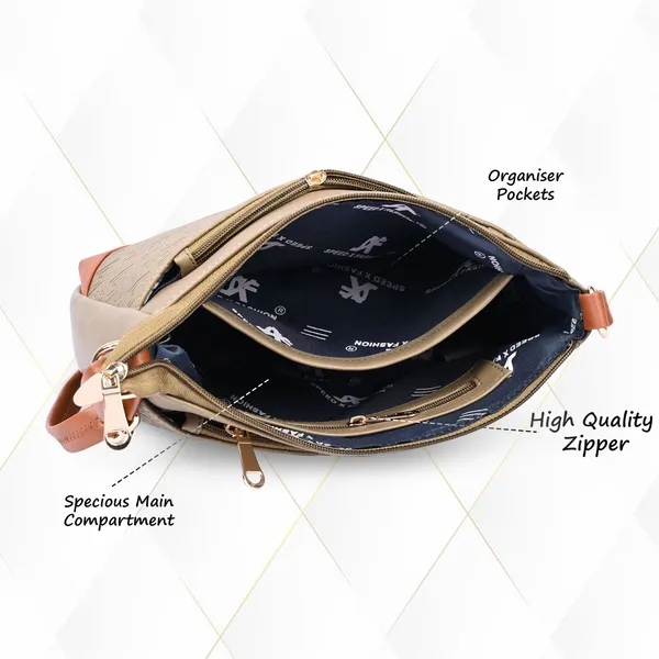 Khaki_Pu_Leatherette_Sling_Bag_Casual_For_Women