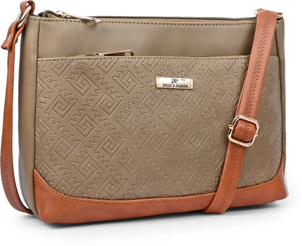 Khaki_Pu_Leatherette_Sling_Bag_Casual_For_Women