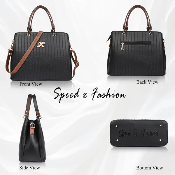 Black_Pu_Artificial_Leather_Handbag_Casual_For_Women