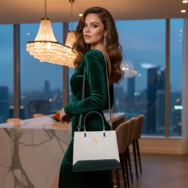 Green_Pu_Leatherette_Hand_Held_Bag_Casual_Evening_Party_Formal_For_Women