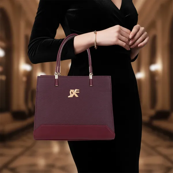 Maroon_Pu_Leatherette_Hand_Held_Bag_Casual_Evening_Party_Formal_For_Women