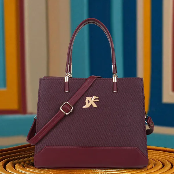 Maroon_Pu_Leatherette_Hand_Held_Bag_Casual_Evening_Party_Formal_For_Women