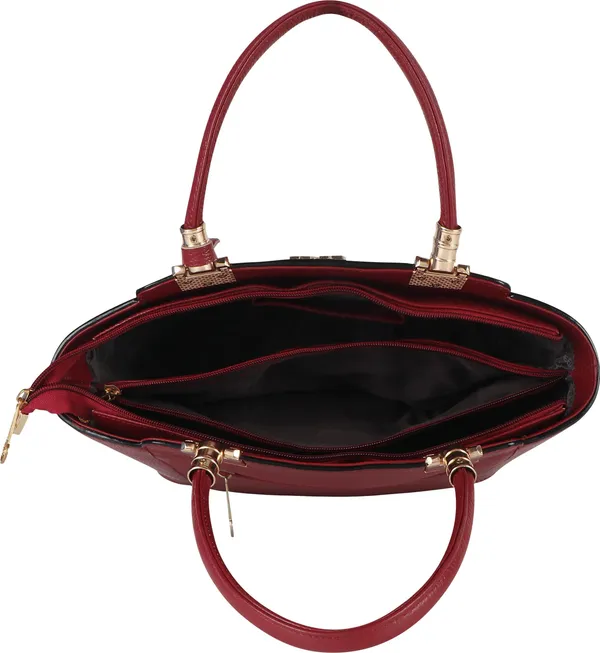 Maroon_Artificial_Leather_Hand_Held_Bag_Travel_Evening_Party_Casual_Formal_Festive_For_Women