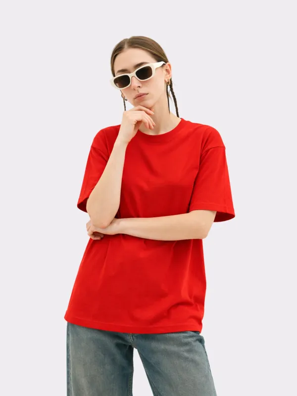 Red_Cotton_Oversized_T_Shirt_For_Women