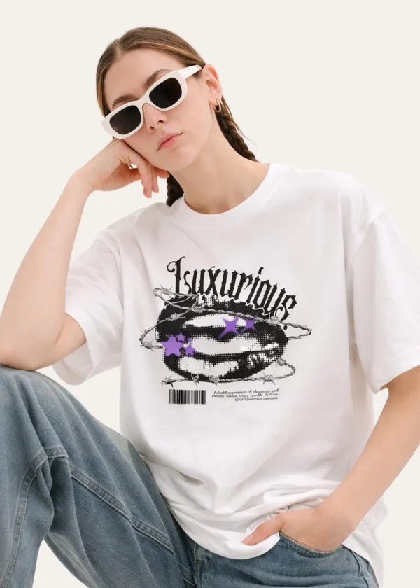 White_Luxurious_Graphic_Print_Oversized_T_Shirt_For_Women