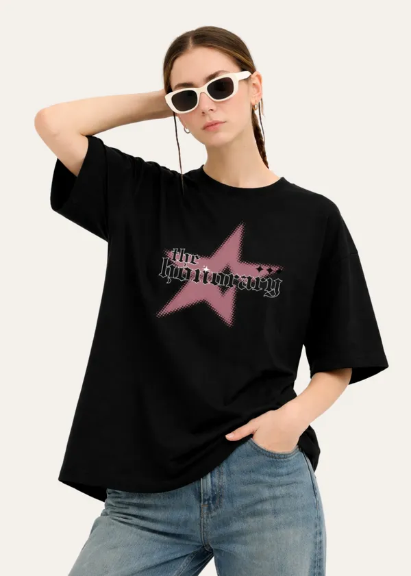 Black_The_Hoonicornery_With_Star_Graphic_Oversized_T_Shirt_For_Women