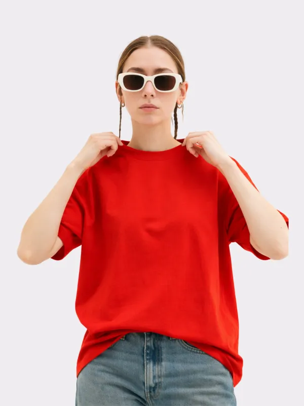 Red_Cotton_Oversized_T_Shirt_For_Women