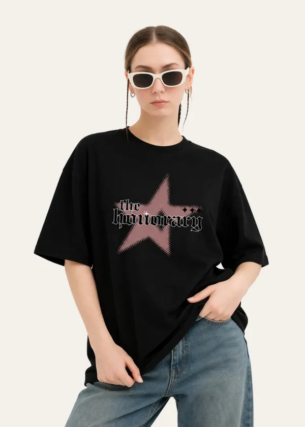 Black_The_Hoonicornery_With_Star_Graphic_Oversized_T_Shirt_For_Women