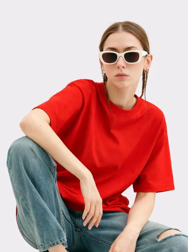 Red_Cotton_Oversized_T_Shirt_For_Women