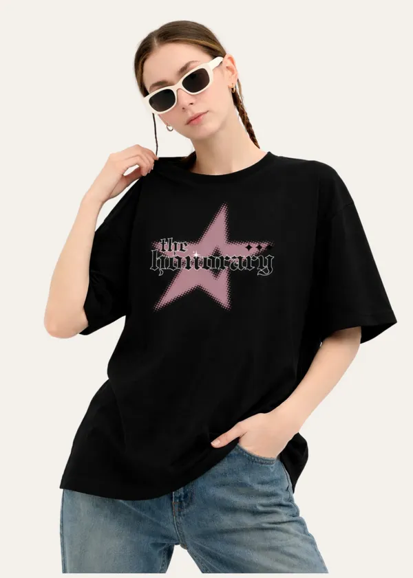 Black_The_Hoonicornery_With_Star_Graphic_Oversized_T_Shirt_For_Women