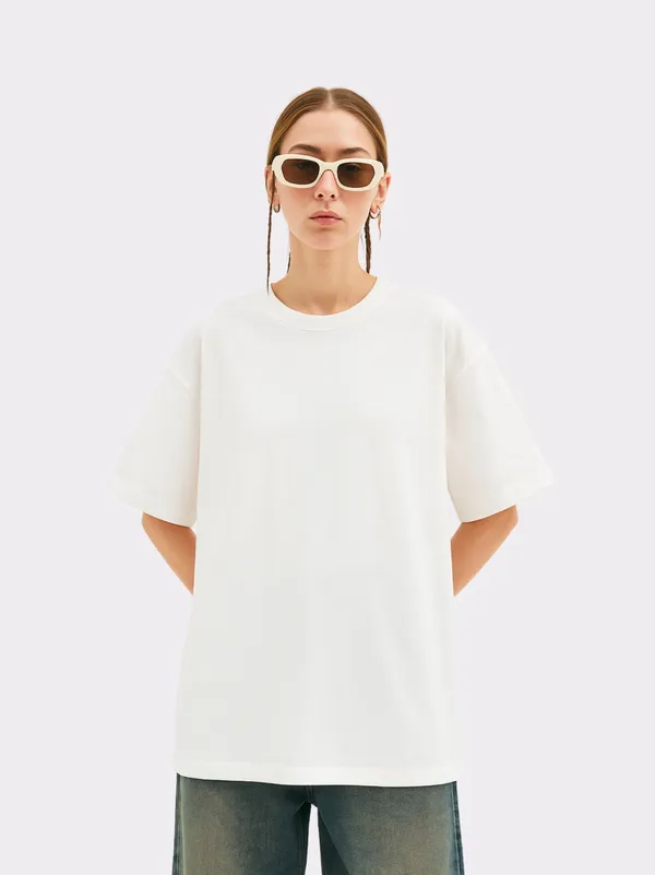 White_Cotton_With_Round_Neck_Casual_Wear_Oversized_T_Shirt_For_Women