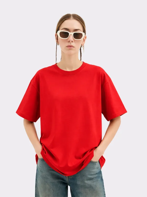Red_Cotton_Oversized_T_Shirt_For_Women